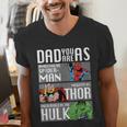 Marvel Father's Day Spider-Man Thor Hulk Dad Attributes Men's V-Neck T-Shirt
