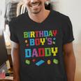 Master Builder Birthday Boy's Daddy Building Bricks Blocks Men's V-Neck T-Shirt