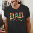 Master Builder Dad Birthday Boy Building Bricks Blocks Daddy Men's V-Neck T-Shirt Master Builder Dad Birthday Boy Building Bricks Blocks Daddy Men's V-Neck T-Shirt
