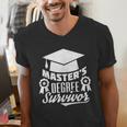 Master's Degree Survivor College Graduation Men's V-Neck T-Shirt
