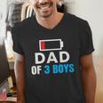 Matching Father's Day Low Battery Dad Of 3 Boys Men's V-Neck T-Shirt