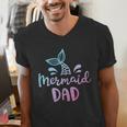 Mermaid Dad Merman Daddy Dad Family Matching Birthday Men's V-Neck T-Shirt Mermaid Dad Merman Daddy Dad Family Matching Birthday Men's V-Neck T-Shirt