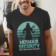 Mermaid Security Vintage Birthday Party Dad Father Day Men's V-Neck T-Shirt