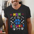 Mom And Dad Mom Of The Birthday Boy Dog Paw Family Matching Men's V-Neck T-Shirt