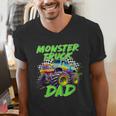 Monster Truck Dad Family Matching Birthday Party Fathers Day Men's V-Neck T-Shirt