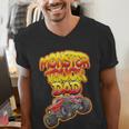 Monster Truck Dad Hot Red Graffiti Style Men's V-Neck T-Shirt Monster Truck Dad Hot Red Graffiti Style Men's V-Neck T-Shirt