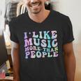 I Like Music More Than People Introvert Musician Retro Men's V-Neck T-Shirt