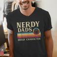 Nerdy Dads Build Character Retro Fathers Day Daddy Papa Men Men's V-Neck T-Shirt