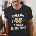 New Dad Baby Shower Cheers A Baby Is Brewing Men's V-Neck T-Shirt