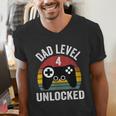New Dad Shirt Dad Level 4 Unlocked For 4 Kids Gaming Men's V-Neck T-Shirt
