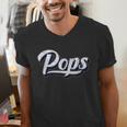 New Grandpa For Dad Called Pops Men's V-Neck T-Shirt