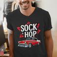 Nostalgia 1950s Sock Hop Dance Men's V-Neck T-Shirt Nostalgia 1950s Sock Hop Dance Men's V-Neck T-Shirt