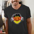 Nostalgia Chest Flag GDR Men's V-Neck T-Shirt Nostalgia Chest Flag GDR Men's V-Neck T-Shirt
