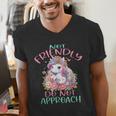 Not Friendly Do Not Approach Women & Girls Unicorn Cute Introvert & Humor Lovers For Women V-Neck Classic Fit Modern Short Sleeve Men's V-Neck T-Shirt
