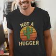 Not A Hugger Cactus Retro Sunset No Hugging Introvert Men's V-Neck T-Shirt Not A Hugger Cactus Retro Sunset No Hugging Introvert Men's V-Neck T-Shirt