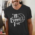 Number 15's Biggest Fan Shirt Basketball Player Mom Dad Men's V-Neck T-Shirt