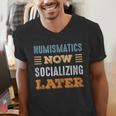 Numismatics Now Minimal Socializing Introvert Vintage Men's V-Neck T-Shirt Numismatics Now Minimal Socializing Introvert Vintage Men's V-Neck T-Shirt