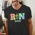 Nurse Graduation Shirt RN Est 2018 Rainbow Tshirt Men's V-Neck T-Shirt