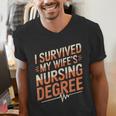Nurse Graduation I Survived My Wife'S Nursing Degree Nurse Men's V-Neck T-Shirt