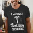 Nursing School Graduation Shirt I Survived RN Gift Men's V-Neck T-Shirt
