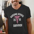 Nursing School Survivor Apparel Graduation Party Nurse RN Men's V-Neck T-Shirt