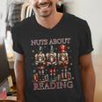 Nuts About Reading Nutcracker Reading Book Lover Christmas Men's V-Neck T-Shirt