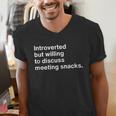 Office Humor Introverted Coworker Meeting Snack Foods Men's V-Neck T-Shirt