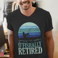 Ofishally Retired Fishing Retro Retirement Dad Men Men's V-Neck T-Shirt Ofishally Retired Fishing Retro Retirement Dad Men Men's V-Neck T-Shirt
