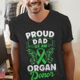 Organ Donation Green Ribbon Proud Dad Of An Organ Donor Men's V-Neck T-Shirt