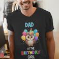 Owl Dad Birthday Party Dad Of The Birthday Girl Owl Men's V-Neck T-Shirt