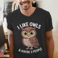 I Like Owls And Maybe 3 People Introvert Humor Casual Men's V-Neck T-Shirt