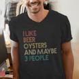 Oysters And Beer Lovers Introvert Quote Vintage Retro Men's V-Neck T-Shirt