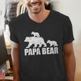Papa Bear Two Cubs Shirt Daddy Bear Twin Tshirt Papa 2 Kids Men's V-Neck T-Shirt