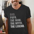 Papa Dad Legend Men Grandpa Christmas Father's Day Birthday Men's V-Neck T-Shirt