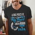 My Papa Lives In Heaven Shirt Memorial Day Papa Dad Grandpa Men's V-Neck T-Shirt