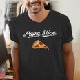 Papa Slice Pizza Belly Expectant Dad Pizza Pregnancy Reveal Men's V-Neck T-Shirt