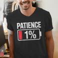 Patience 1 Battery Low Mood Tired Introvert Humor Men's V-Neck T-Shirt Patience 1 Battery Low Mood Tired Introvert Humor Men's V-Neck T-Shirt