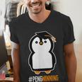 Penguin Graduation For Grads Hashtag Pengwinning Men's V-Neck T-Shirt