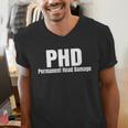 PHD Permanent Head Damage Doctoral Degree PHD Graduation Men's V-Neck T-Shirt