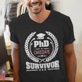 PhD Survivor Doctorate Graduate Shirt Graduation Men's V-Neck T-Shirt
