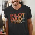 Pilot Dad Art For Men Father Aviation Airplane Pilot Men's V-Neck T-Shirt