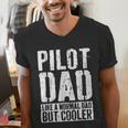 Pilot Dad Shirt Men Fathers Day Aviation Pilot Men's V-Neck T-Shirt
