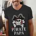 Pirate Papa Costume Jolly Roger Crossbones Pirate Dad Men's V-Neck T-Shirt