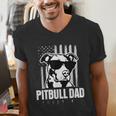 Pitbull Dad Men Pitbull Lover For Dog Dad American Flag Men's V-Neck T-Shirt Pitbull Dad Men Pitbull Lover For Dog Dad American Flag Men's V-Neck T-Shirt