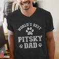 Pitsky Dog Dad World's Best Pitsky Daddy Men Women Girls Kids Men's V-Neck T-Shirt
