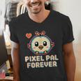 Pixel Art Pet Y2K Retro Vintage Digital Nostalgia Y2K Tech Men's V-Neck T-Shirt