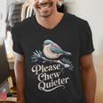 Please Chew Quieter Introvert Christmas Bird Lover Men's V-Neck T-Shirt