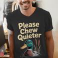 Please Chew Quieter Introvert Duck Lover Men's V-Neck T-Shirt