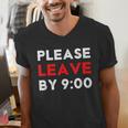 Please Leave By 9 Introvert Party Anti-Social Birthday Men's V-Neck T-Shirt Please Leave By 9 Introvert Party Anti-Social Birthday Men's V-Neck T-Shirt