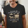 Please Be Patient I'm From The 1900s Retro Pixel Horse Wagon Men's V-Neck T-Shirt